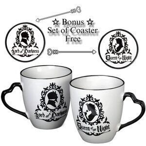 Alchemy Gothic ✦ Queen & Lord Mug Set ✦ Bone China w/ Coasters Gothic Royalty